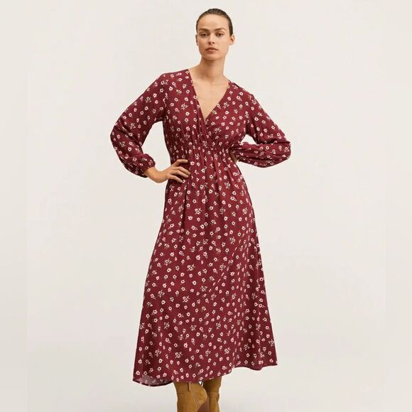 Mango Viscose Floral Print Dress New - Picture 5 of 8